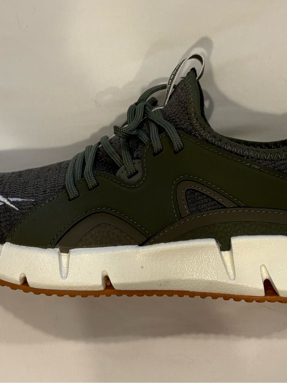 Reebok Women’s MemoryTech Ortholite Sneaker in Olive Green and White